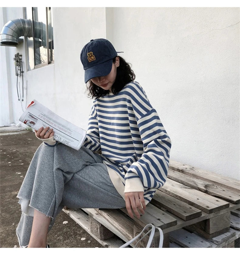 STRIPED COTTON SWEATSHIRT