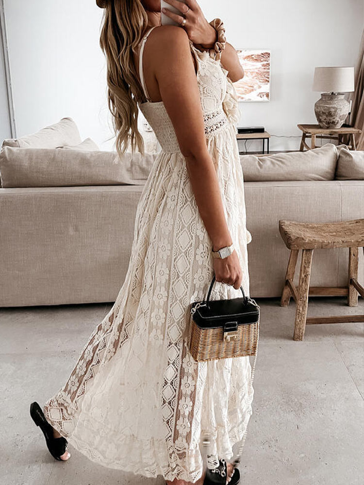 Boho Dress  Holiday Lace V Neck