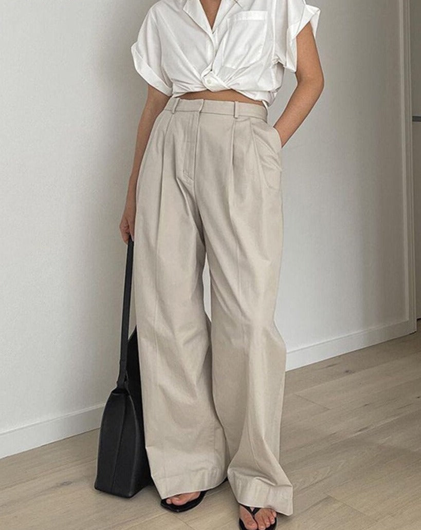 PLEATED LONG TROUSERS