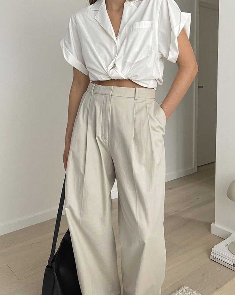 PLEATED LONG TROUSERS